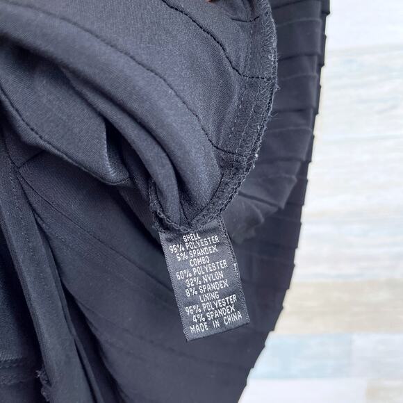 Adrianna Papell Shutter Pleat Sheath Dress Black Short Sleeve Evening Womens 8 - Picture 7 of 7